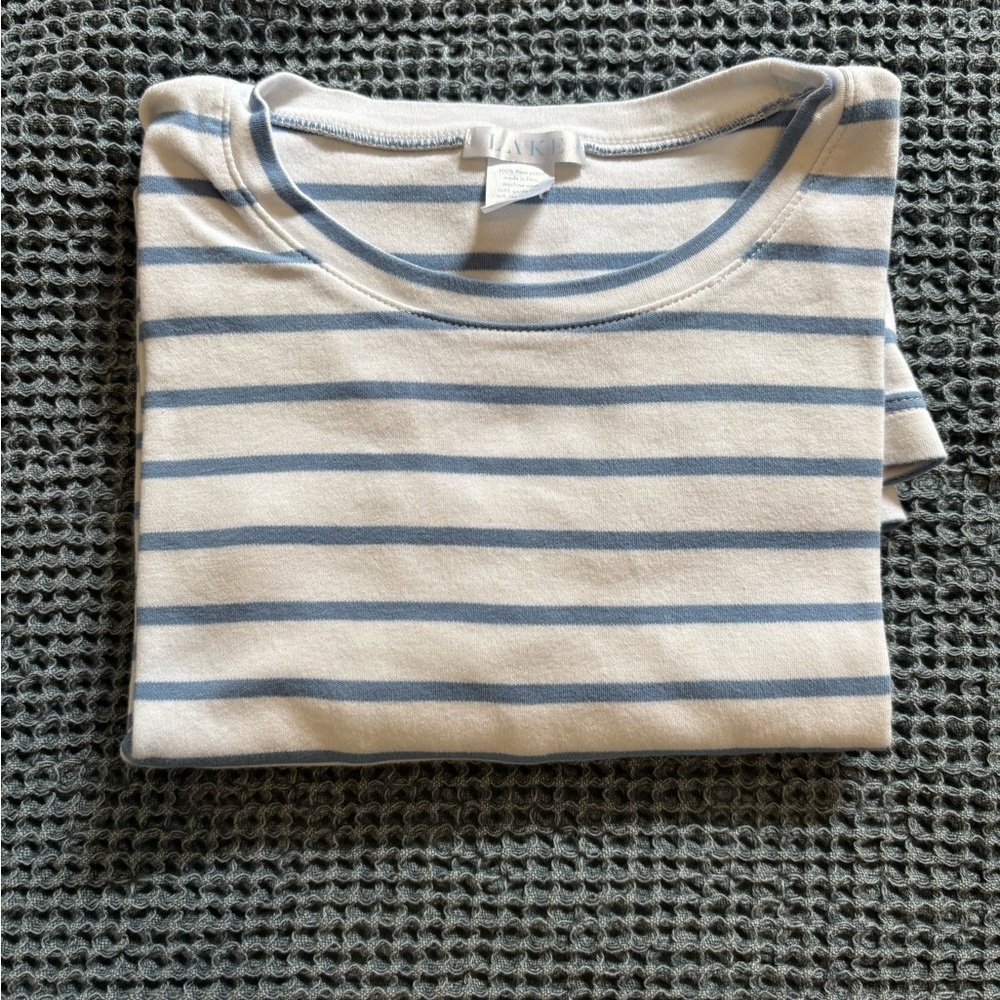 Lake Pajamas Baltic Blue & White Striped Long Sleeve Tee